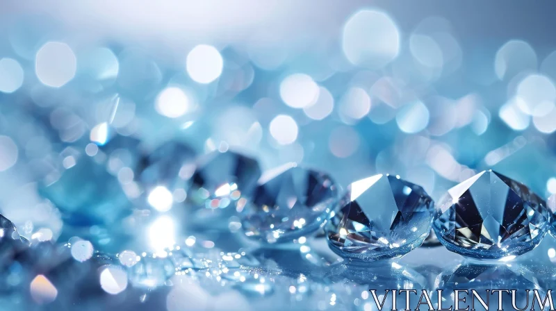 Dazzling Diamonds on Blue Background - Captivating Sparkle AI Image
