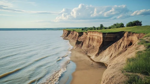 Serene Coastal Landscape with Cliffs and Calm Sea