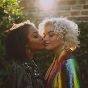 Two Women Share a Kiss of Love