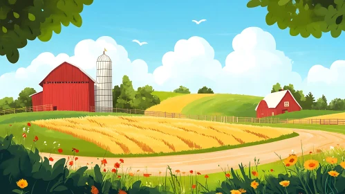 Idyllic Countryside Farm Scene