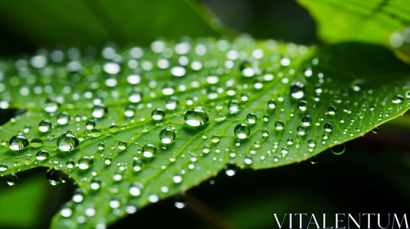 Lush Scenery: Leaf with Water Droplets - A Tribute to Nature's Beauty AI Image