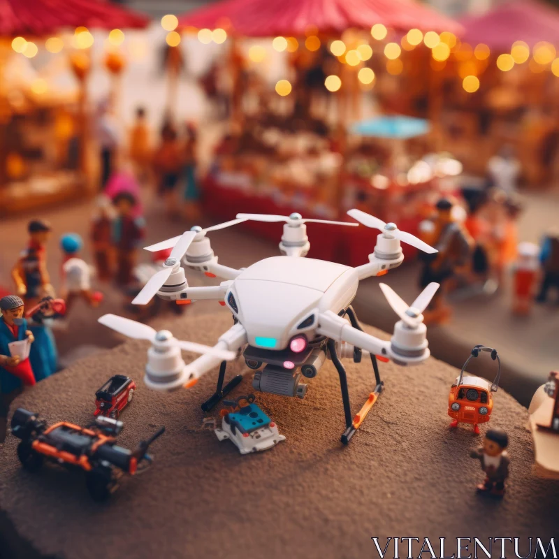 Toy Drone in Festive Market - Photorealistic Compositions AI Image