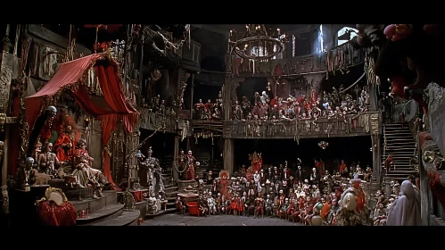 Theatrical Puppet Spectacle in Dark Hall