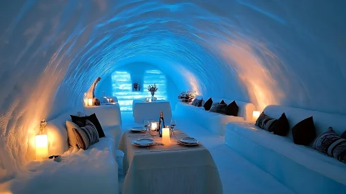 Frozen Feast: An Ice Restaurant Interior