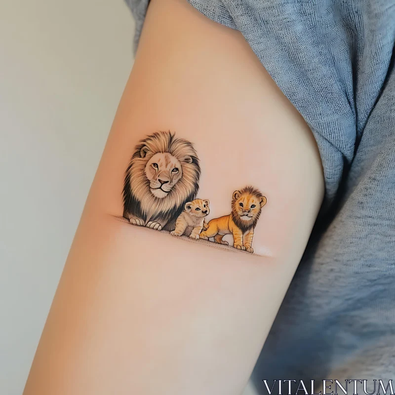 Lion and Cubs Tattoo Art