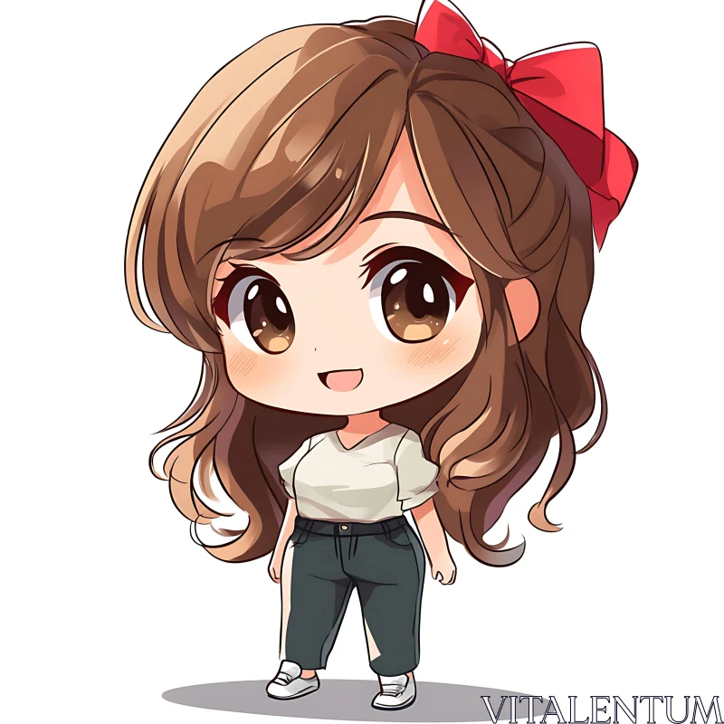 Cute Anime Style Girl with Brown Hair