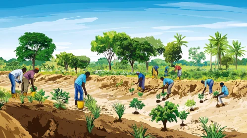 Collaborative Tree Planting in a Field