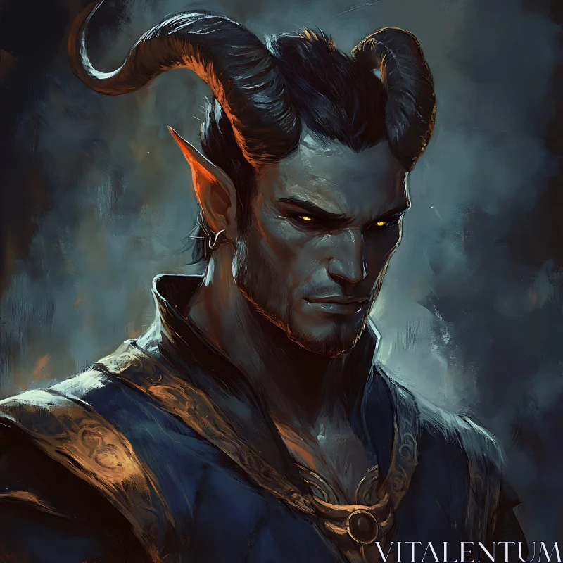 Male Demon with Horns Digital Art