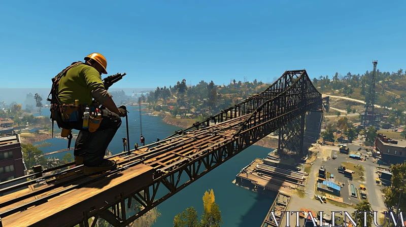 High Bridge Construction Worker View