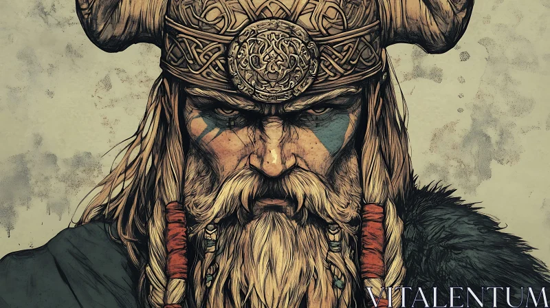 Viking Warrior with Horned Helmet