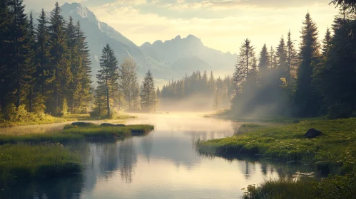 Tranquil Mountain Lake Scene