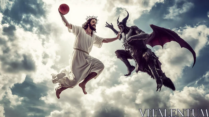 Basketball Game: Good Versus Evil AI Image