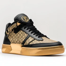 High-End Designer Sneaker with Gold Sole