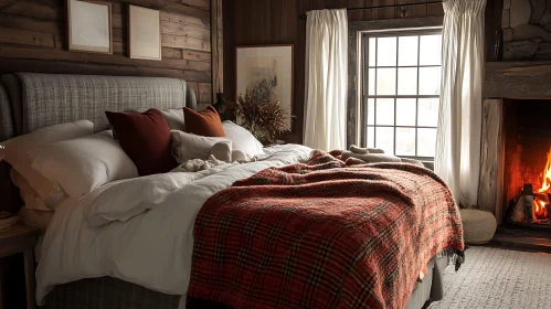 Warm and Inviting Bedroom with Plaid Blanket