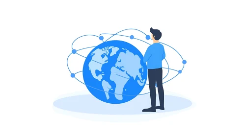 Man and Global Network Concept