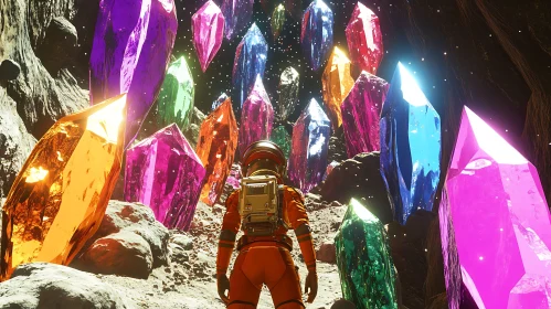 Colorful Crystals and Astronaut Art