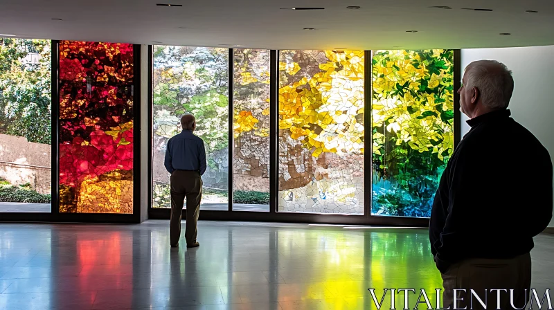 Modern Art Gallery with Stained Glass Window Display