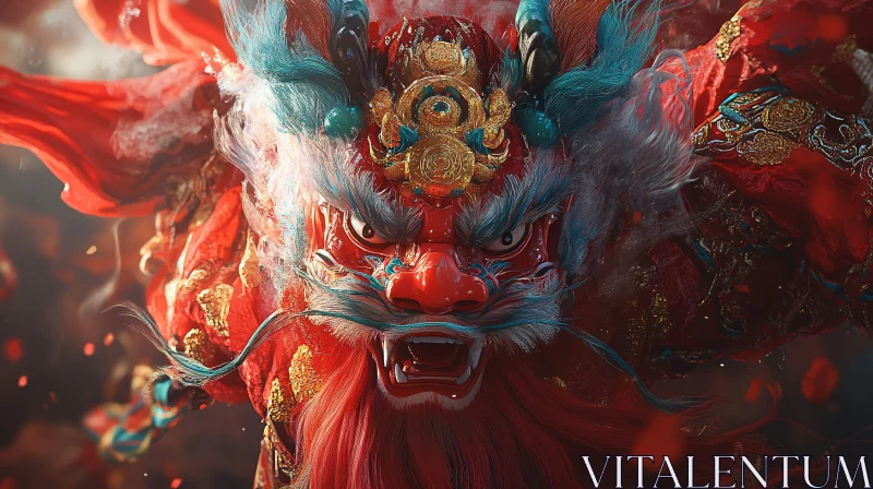 Crimson Dragon Close-Up: Mythical Beast Portrait