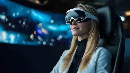 Woman Experiencing Virtual Reality with VR Headset