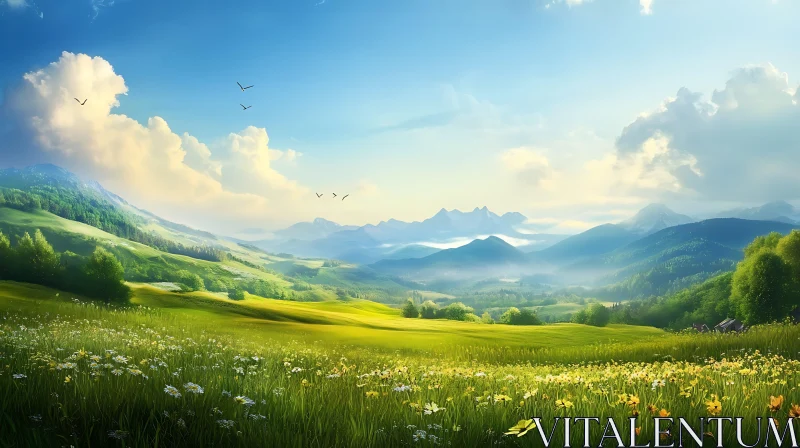 Green Meadow and Mountain View
