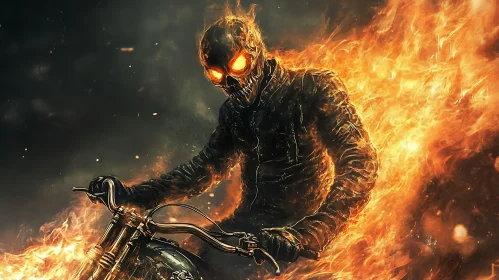 Flaming Skull Rider Art