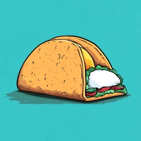 Stylized Taco Art on Blue