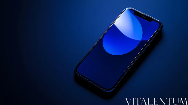 Modern Mobile Phone on Blue Backdrop