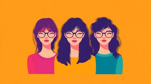 Stylish Women with Glasses Illustration