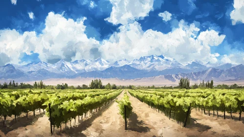 Vineyard and Mountain Landscape