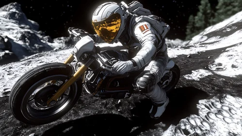 Astronaut Motorcycle Ride on the Moon