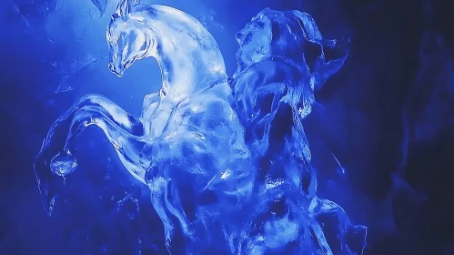 Icy Blue Horse Sculpture Art