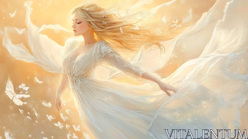 Ethereal Woman with Butterflies Painting