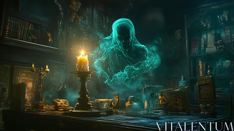 Glowing Ghostly Figure in Library