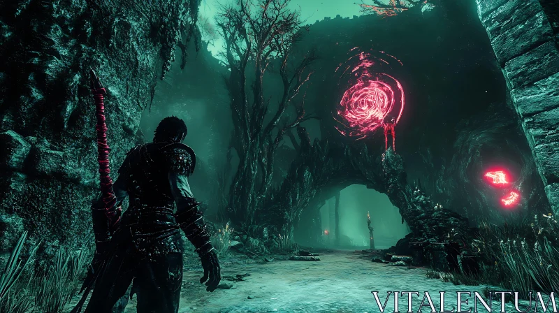 Guardian of the Glowing Portal AI Image