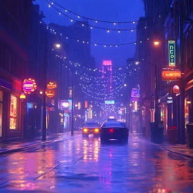 Neon Reflections in the Rain