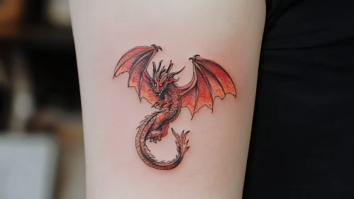 Intricate Red Dragon Tattoo Art