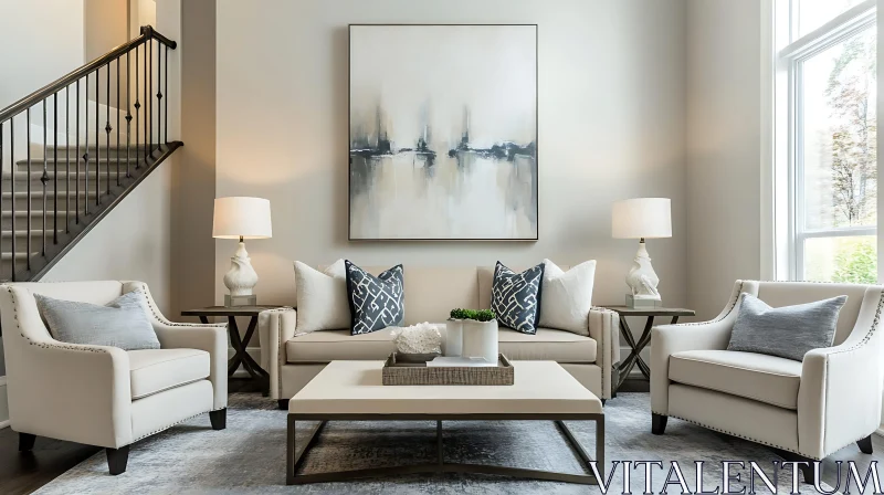 Sophisticated Living Room with Abstract Art