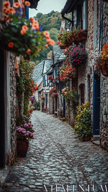 Picturesque European Village Street Scene