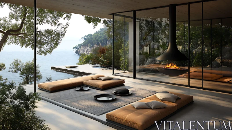 Minimalist Home Interior with Ocean View