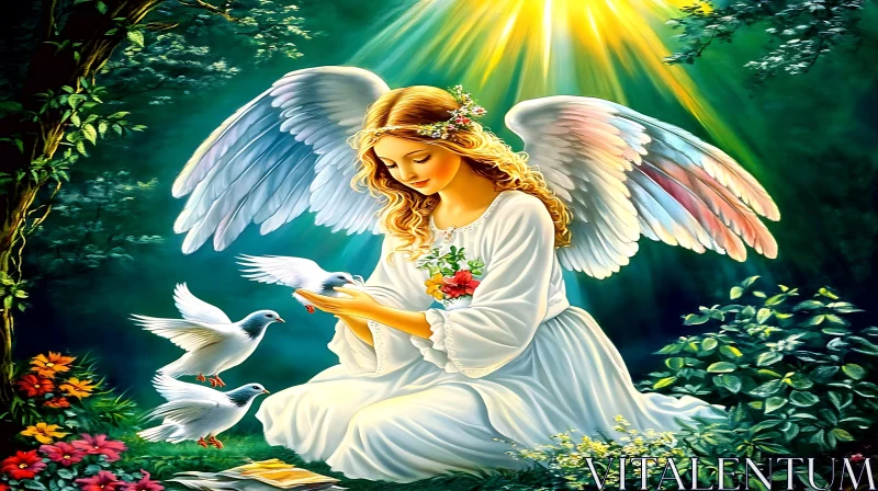 Angel of Peace with White Doves