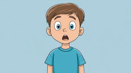 Cartoon Boy with Surprised Expression