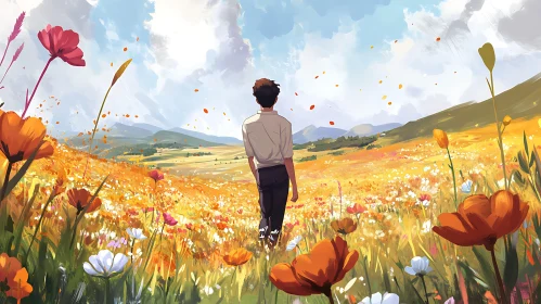 Contemplative Journey in a Floral Field