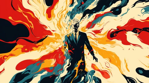 Colorful Abstract Man in Suit