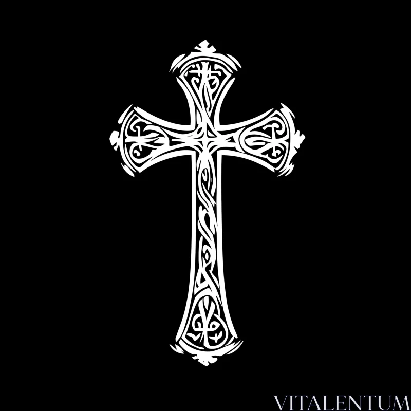 Intricate White Cross Design on Black