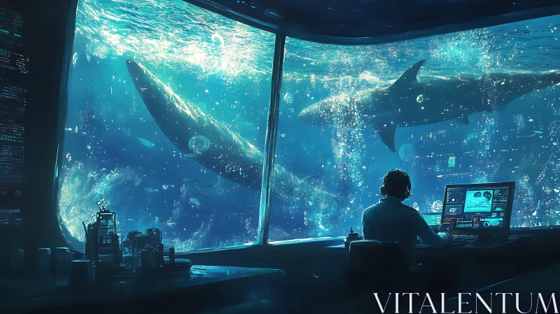 Underwater Observation Deck with Whales