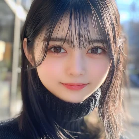 Charming Woman Portrait with Black Turtleneck