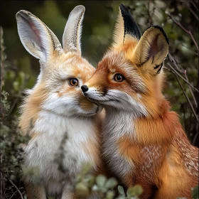 Enchanting Fox-Rabbit Duo in the Wild