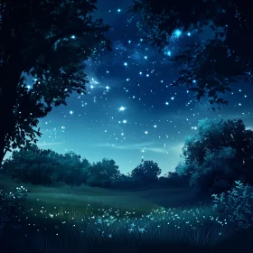 Tranquil Night Sky Over Field