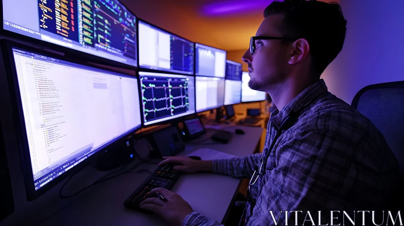 Man Coding with Multiple Displays