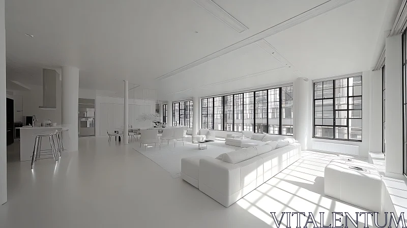 Minimalist White Living Space with Large Windows